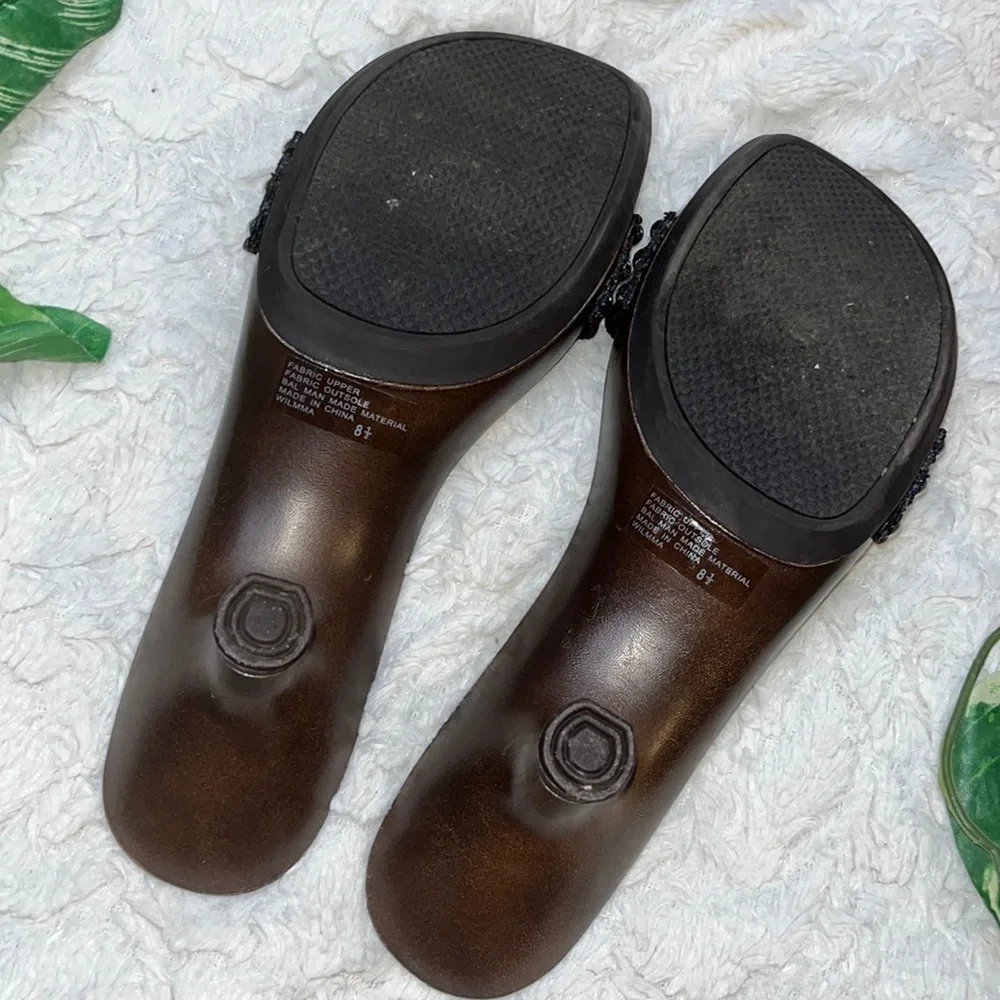 Vintage 90s Y2K LEI Brown Heel Sandals Shoes - Picture 5 of 10